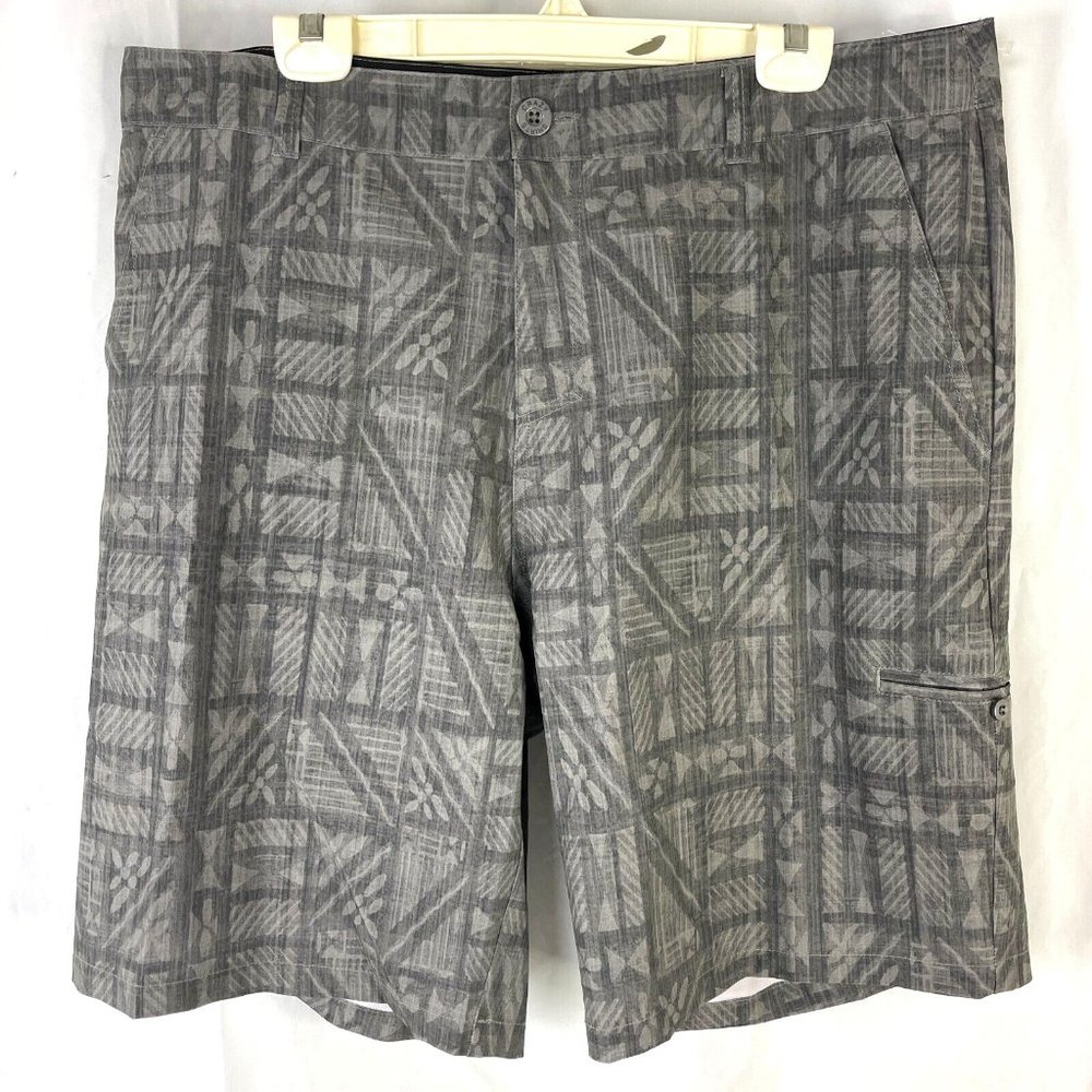 Crazy Shirts Tapa Tribal Print Walk Shorts Swim Trunks 38 Mens Coco Poly Spandex